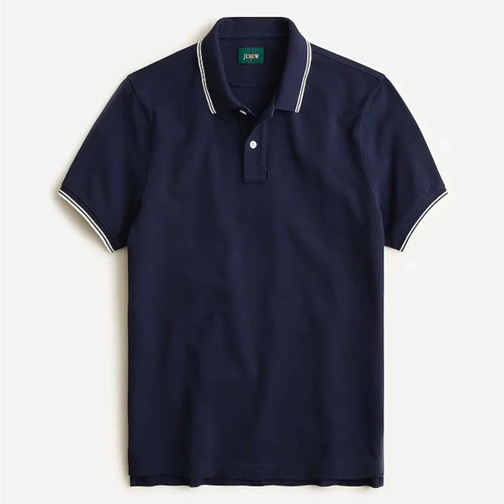 J. Crew Tall classic piqué polo shirt Navy Ivory Stripe Size Large BE870 NEW